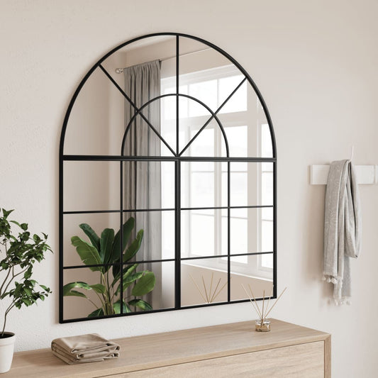 Wall Mirror Black 39.4"x19.7" Arch Iron