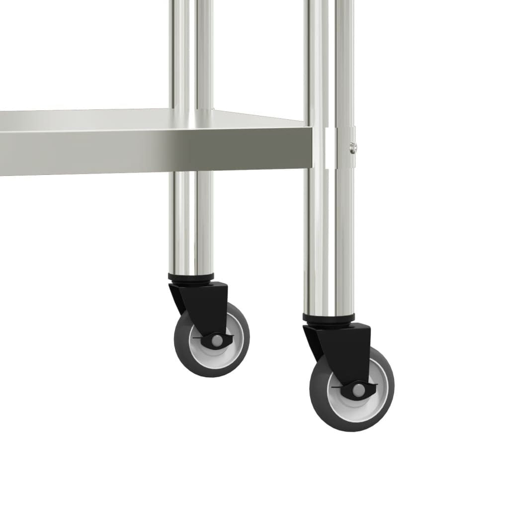 Kitchen Work Table with Wheels 32.5"x11.8"x33.5" Stainless Steel