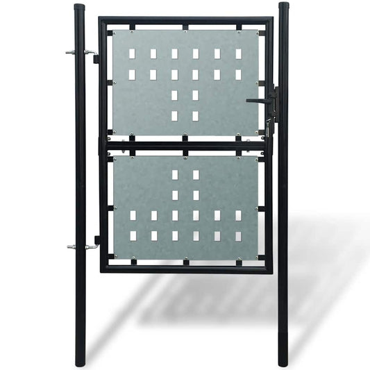 Black Single Door Fence Gate 39.4x49.2