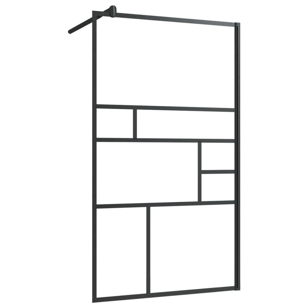 Walk-in Shower Wall with Clear ESG Glass 35.4"x76.8" Black