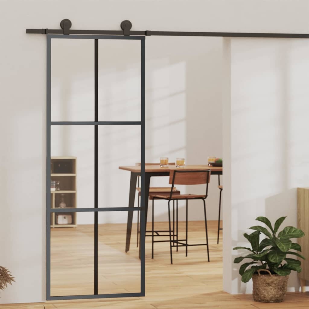 Sliding Door ESG Glass and Aluminum 29.9"x80.7" Black