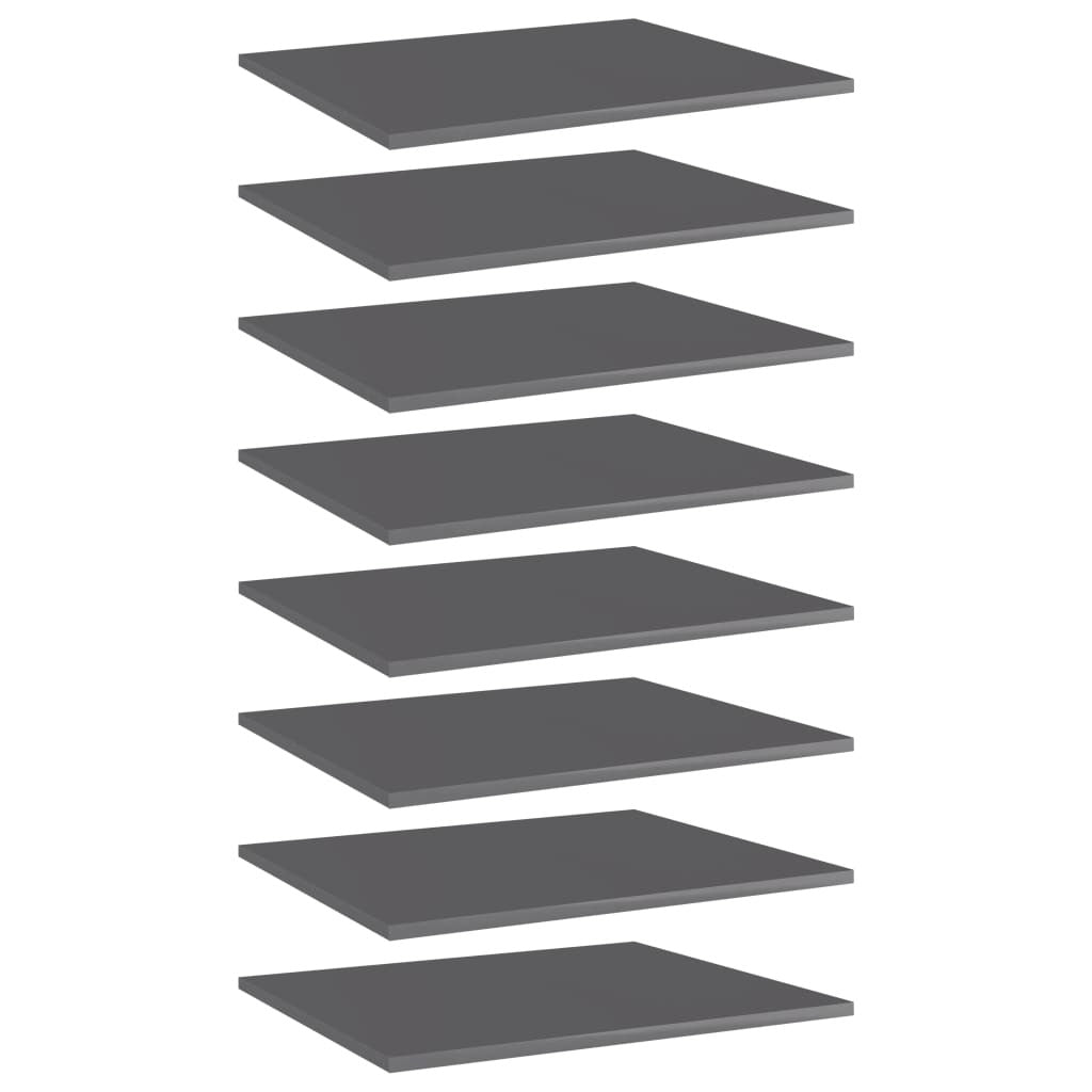 Bookshelf Boards 8 pcs High Gloss Gray 23.6"x19.7"x0.6" Engineered Wood