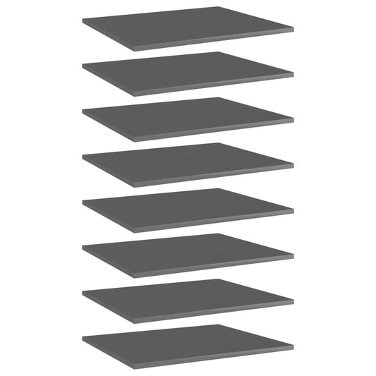 Bookshelf Boards 8 pcs High Gloss Gray 23.6"x19.7"x0.6" Engineered Wood