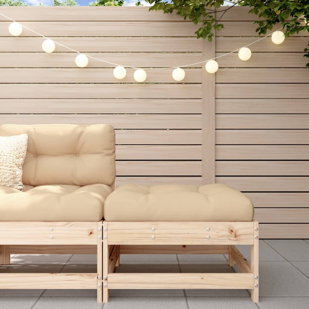 Patio Footstool with Cushion Solid Wood Pine