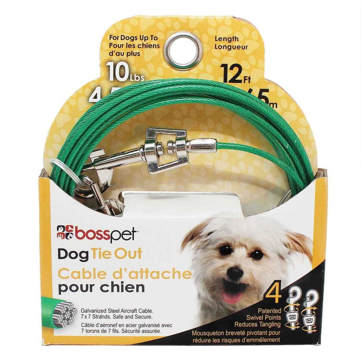 Boss Pet Small Dog Twin Swivel Vinyl Coated Tie Outs 12 ft