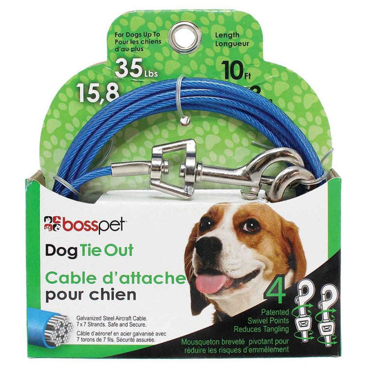 Boss Pet Medium Dog Twin Swivel Vinyl Coated Tie Outs 10 ft