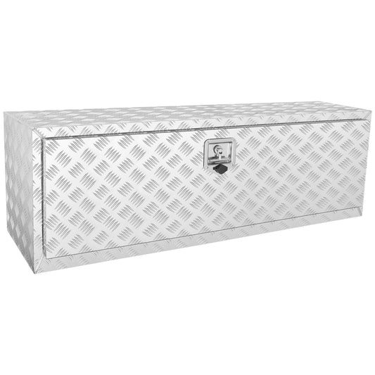 Underbody Truck Box, 48"?17"?18" Pickup Storage Box, Heavy Duty Aluminum Diamond Plate Tool Box with Lock and Keys, Waterproof Trailer Storage Box with T-Handle Latch for Truck, Van, Trailer