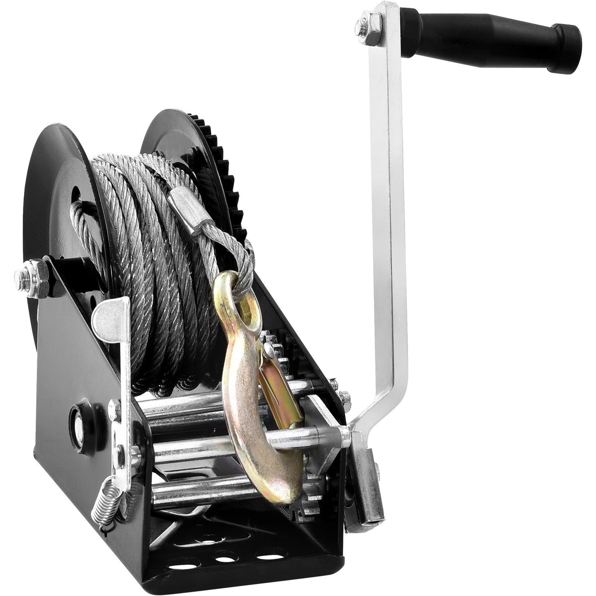Hand Winch, 3500 lbs Pulling Capacity, Boat Trailer Winch Heavy Duty Rope Crank with 33 ft Steel Wire Cable and Two-Way Ratchet, Manual Operated Hand Crank Winch for Trailer, Boat or ATV Towing