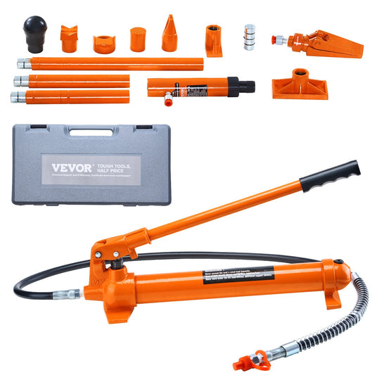 10 Ton Porta Power Kit, Portable Hydraulic Jack with 4.6 ft/1.4 m Oil Hose, Auto Body Frame Repair Kit with Storage Case for Car Repair, Truck, Farm