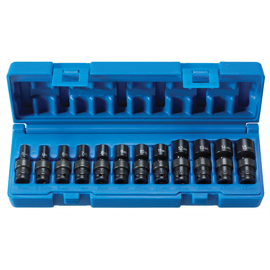 Grey Pneumatic 1/4" Drive Standard Length Surface Drive 12 Piece Universal Socket Set