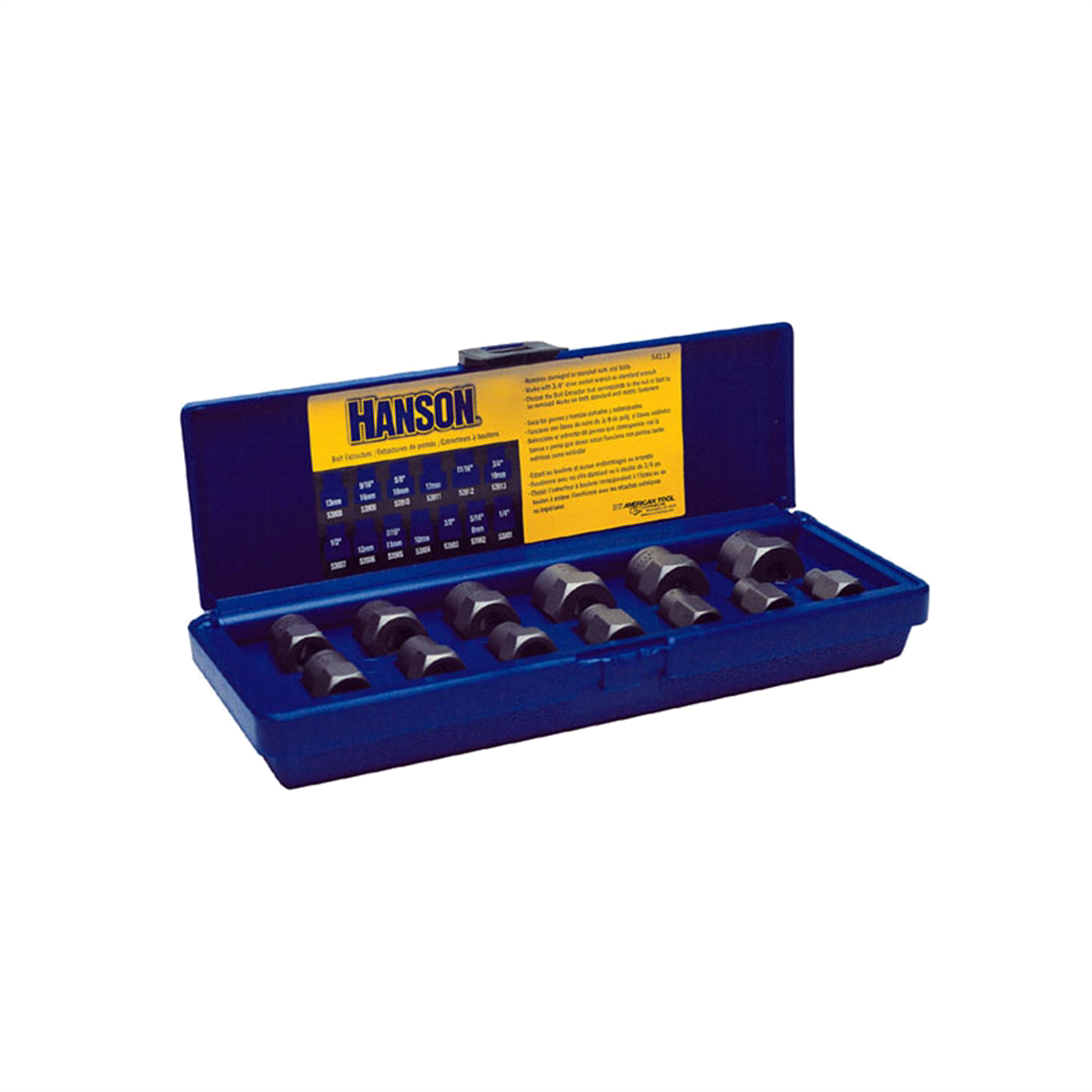 Hanson BOLT EXTRACTOR 13PC SET 1/4"-3/4" W/3/8" DRIVE