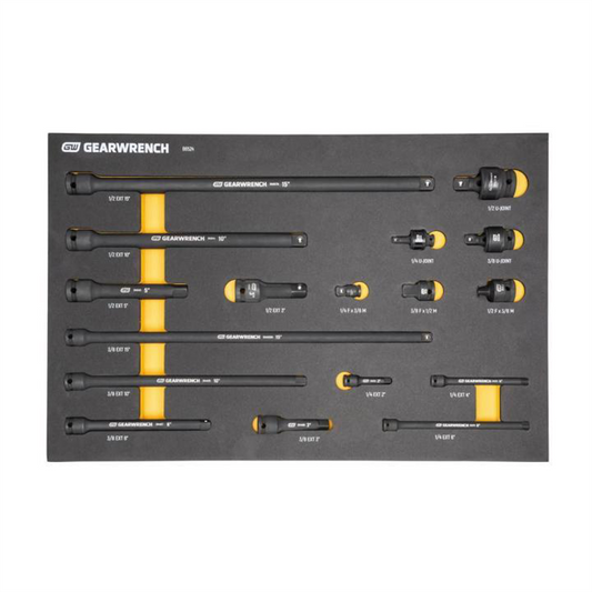 GearWrench 17 Piece 1/4", 3/8", 1/2" Impact Drive Tool Accessories Set with Foam Storage Tray