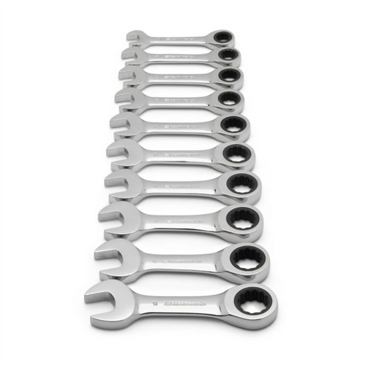 GearWrench 10 Piece 72-Tooth 12 Point Stubby Ratcheting Combination Metric Wrench Set