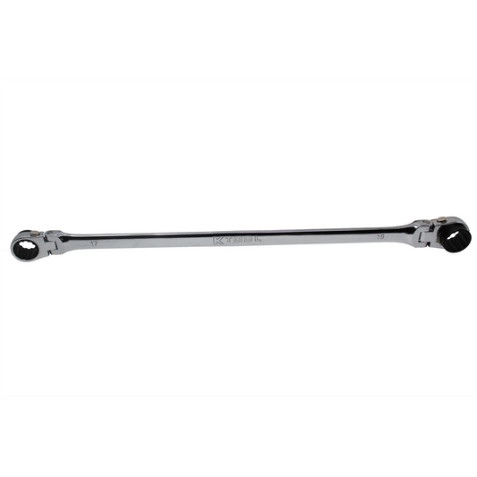 K Tool International Wrench 17mm x 19mm Metric Ratcheting Reversible Double Box Universal Spline 90 Tooth