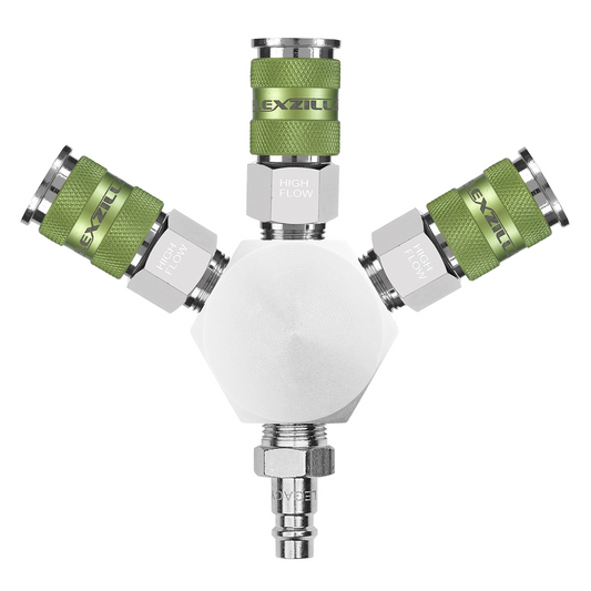 Legacy Manufacturing Flexzilla Pro High Flow 3-Way Manifold, 3/8" NPT, includes High Flow Couplers and Plug