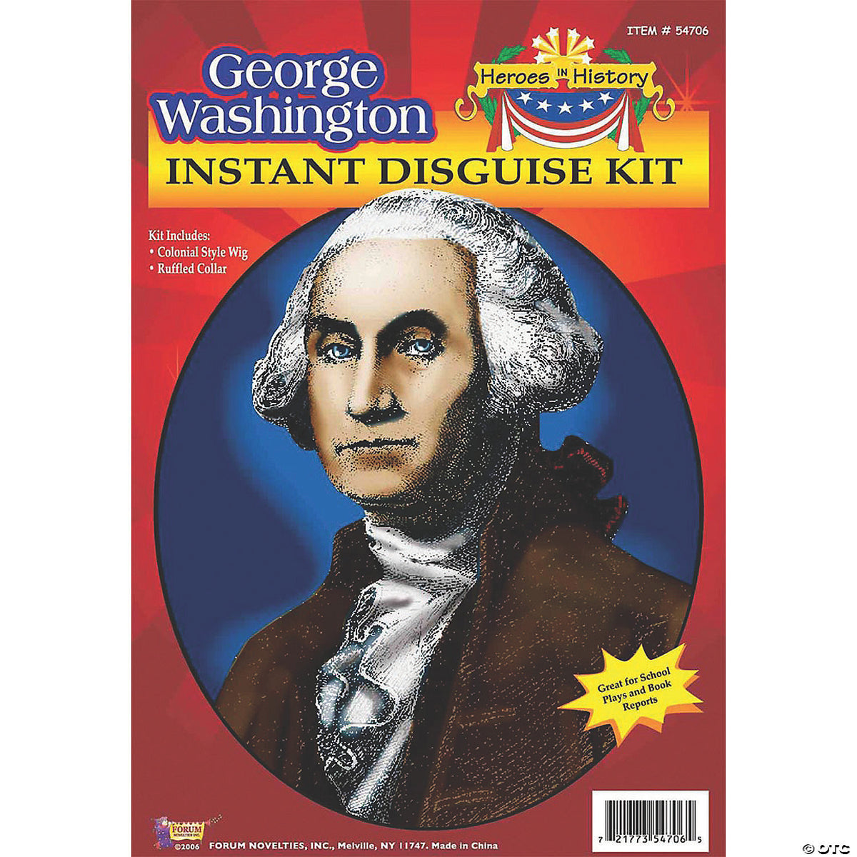 Heroes in History George Washington Costume Wig and Collar