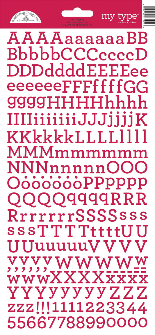 Doodlebug My Type Cardstock Stickers 6 X13 inch Ladybug inch