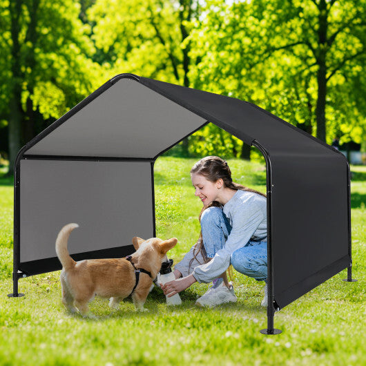 Dog Shade Shelter with Waterproof Roof for Large Medium Small Breeds-Black - Color: Black