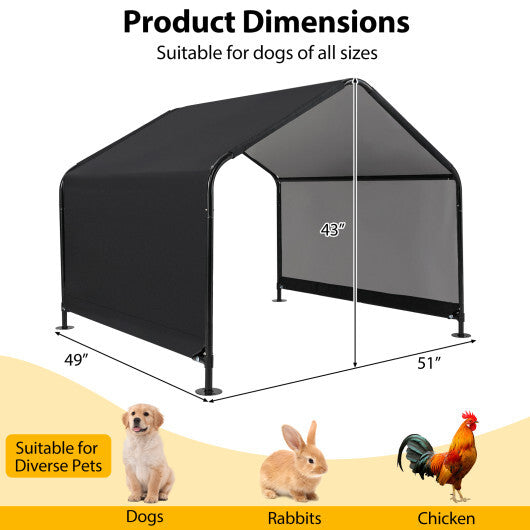 Dog Shade Shelter with Waterproof Roof for Large Medium Small Breeds-Black - Color: Black