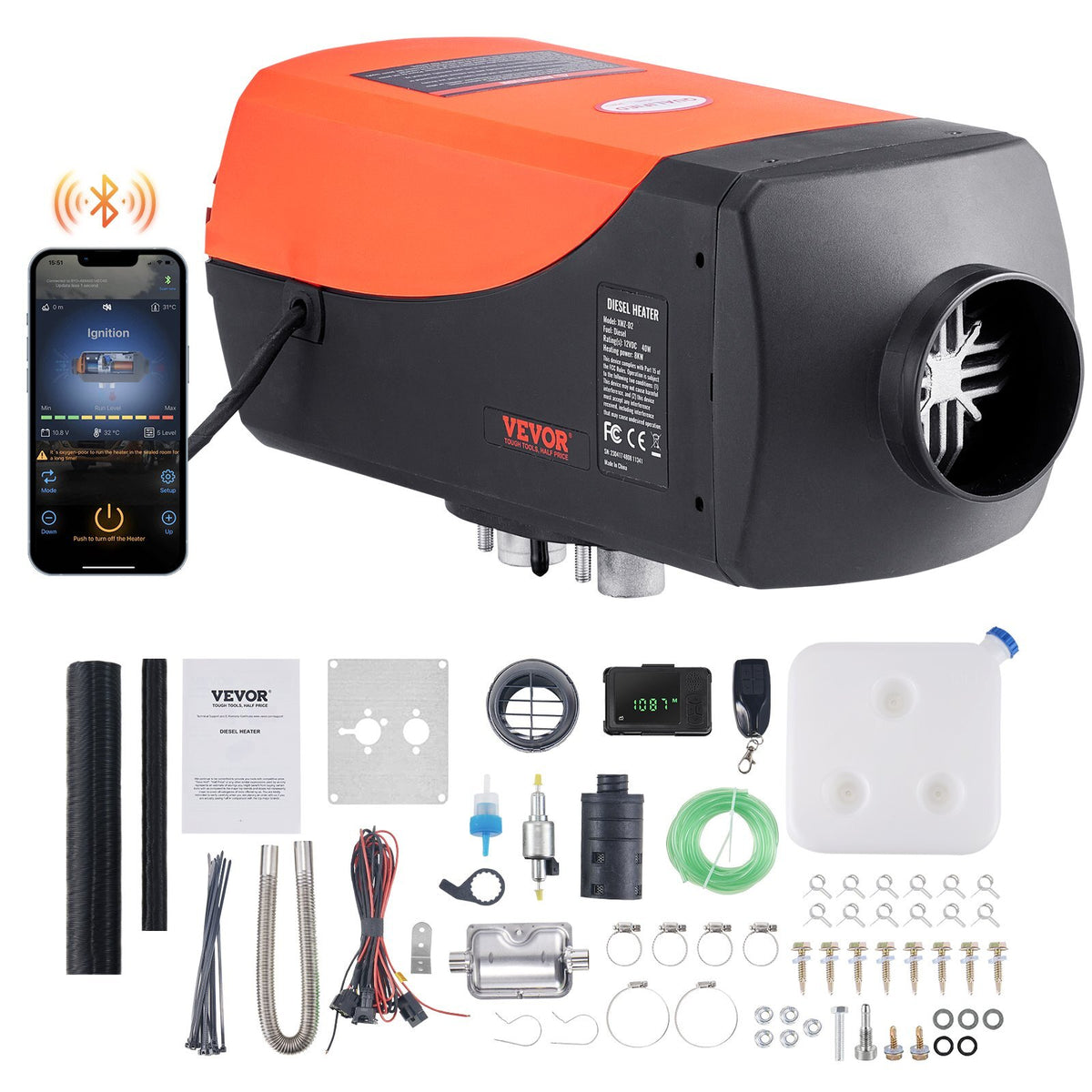 Bluetooth App Control Diesel Air Heater, 12V 8KW Diesel Heater with Automatic Altitude Adjustment, Remote Control and LCD, Diesel Parking Heater for RV Trailer Camper Van Boat